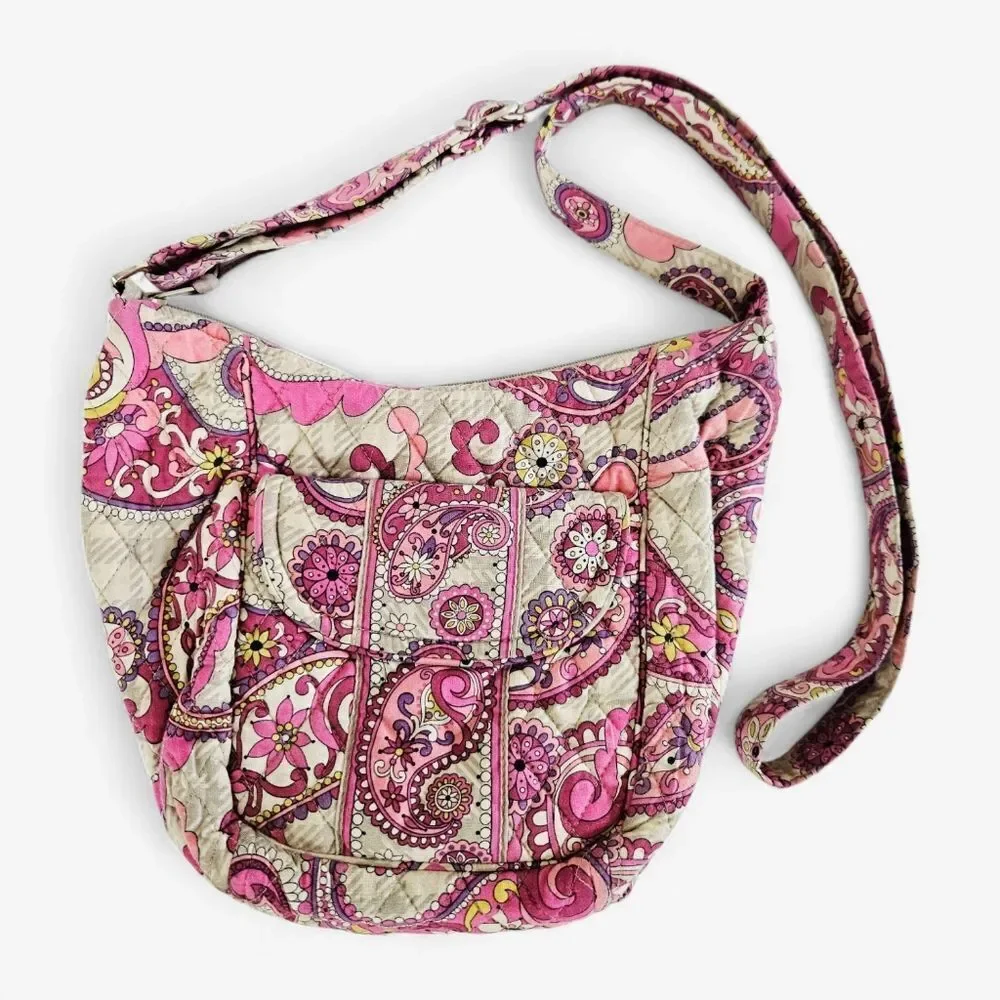 Vintage Y2K Vera Bradley Paisley Meets Plaid Quilted Zip Cross Body Bag Satchel